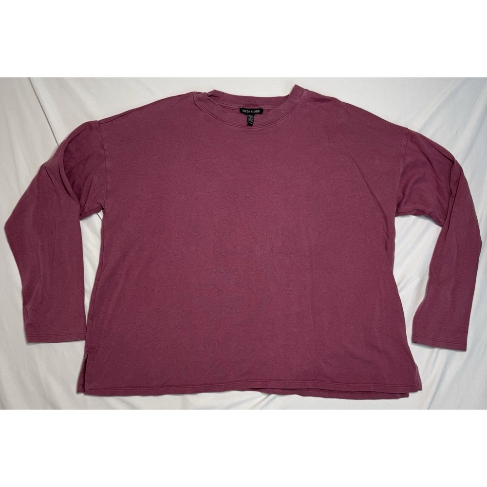 Eileen Fisher‎ Long-Sleeve Crewneck Top Pink Women's Size Medium